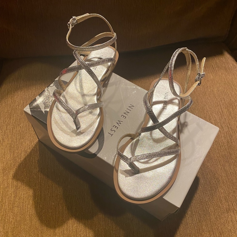 Nine West Nelly’s Silver Strappy Sandals